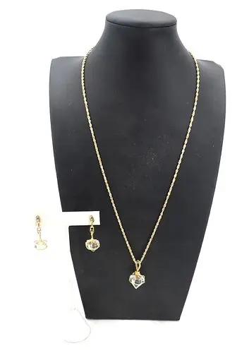 A.G.A. Correa Jewelry Set - 18k Gold and Quartz Necklace and Earrings