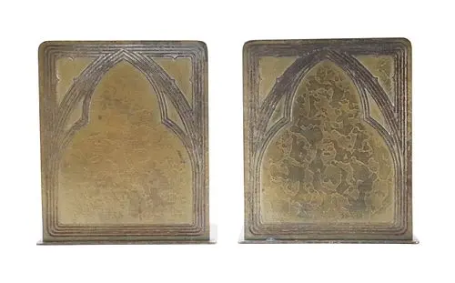 (2) Tiffany Studios New York Graduate Pattern Bronze Bookends