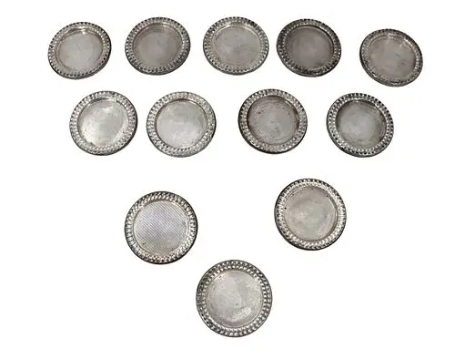 (12) Crest Company Weighted Sterling Silver Coasters