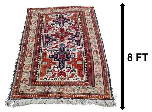 Wonderful Caucasian Tribal Soumak Handwoven Flatweave Wool Rug