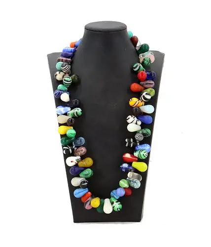 Vintage African Mali Fulani Multicolored Chunky Glass Bead Wedding Necklace