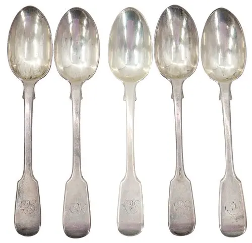 (5) Georgian English George Angell Sterling Silver Spoons - 3.340 ozt.
