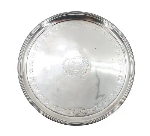 Antique Peter and Ann Bateman Sterling Silver Circular Platter - 19.310 ozt.