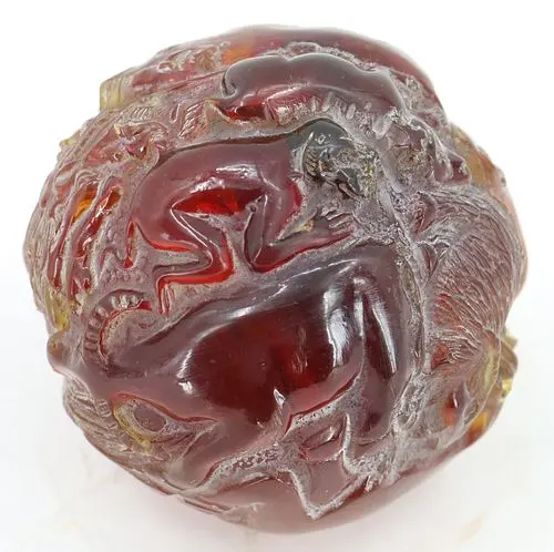 Chinese Carved Amber Zodiac Sphere
