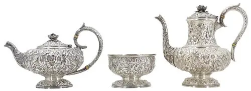 (3) American Baltimore Sterling Silver Repousse Tea and Coffee Serving