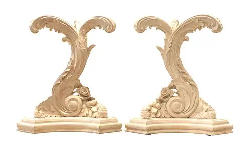 (2) Rococo Tri-Top Acanthus Leaf Form Table Bases - AS IS