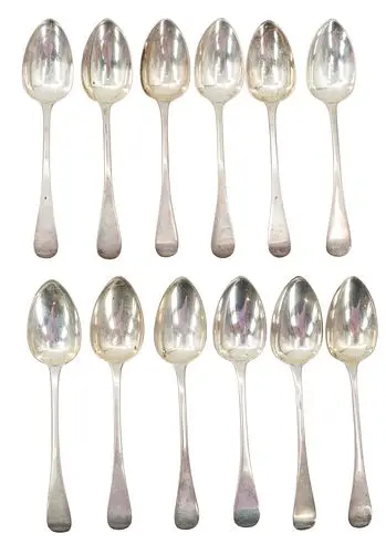 (12) Irish William Cummins Sterling Silver Spoons - 8.905 ozt.