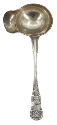 Antique Scottish Sterling Silver Side Pour Spout Gravy Ladle - 1.945 ozt.