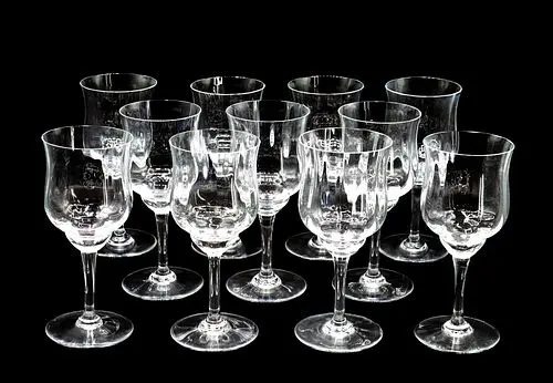 (11) Baccarat Crystal Optic Wine Glasses in Original Boxes