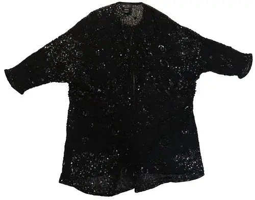 Diane Freis Original Black Beaded Silk Cardigan