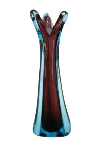 Mid-Century Modern Italian Murano Style Sommerso Glass Organic Form Vase