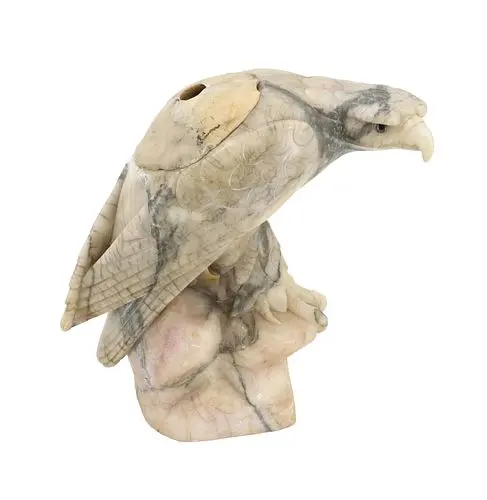 Italian Hand Carved Alabaster Illuminated Falcon Sculpture