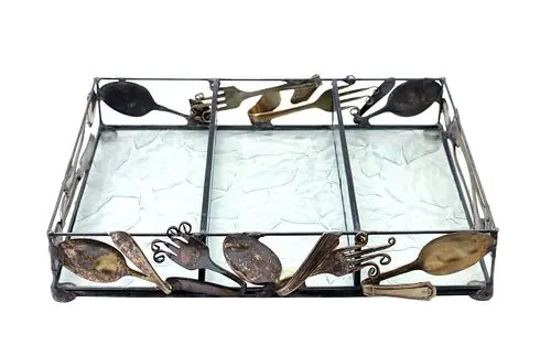 Diane Markin (Born 1945) American, Handmade Metal and Glass Silverware Holder
