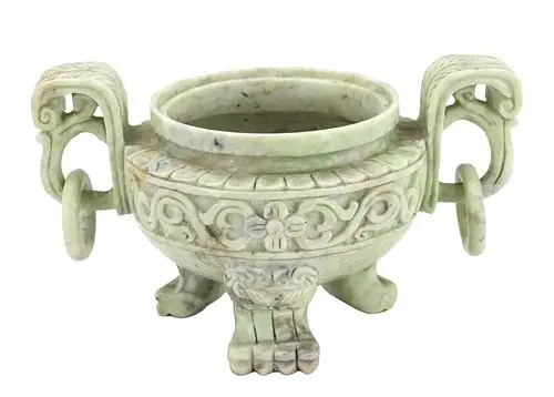 Chinese Carved Jade Tripod Censer
