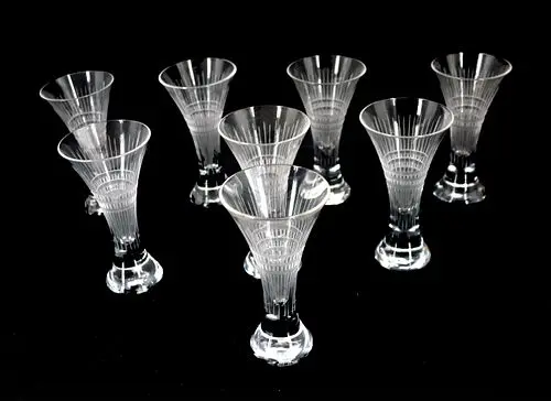 (8) Etched Crystal Fluted Glasses