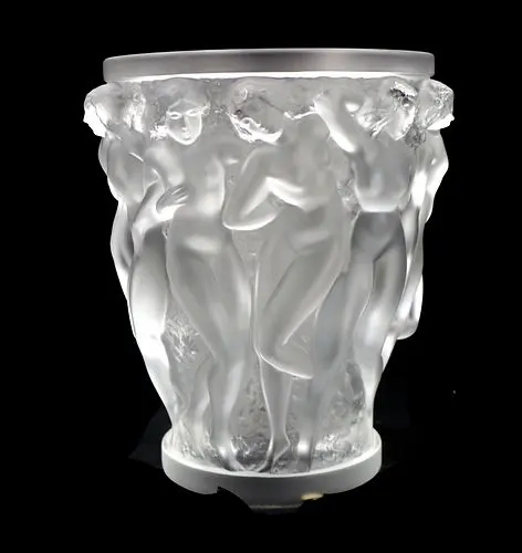 French Lalique Bacchantes Frosted Glass Vase