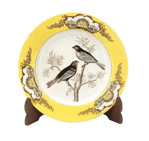Vintage Hua Rong Tang Zhi Hand Painted Porcelain Bird Plate
