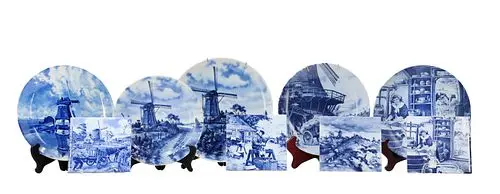 (9) Dutch Delft Earthenware Pieces