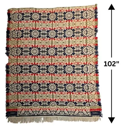 19th Century Jacquard-Woven Coverlet