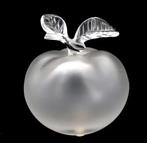 French Lalique 'Grande Pomme' Frosted Glass Apple
