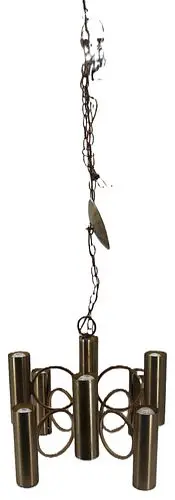 1960s Lightolier Multi Metal 8 Light Chandelier