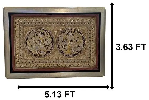 Framed Vintage Burmese Kalaga Embroidered Tapestry