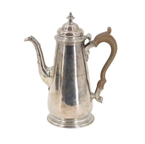 Antique Georgian English Sterling Silver and Wood Coffee Pot - Approx
