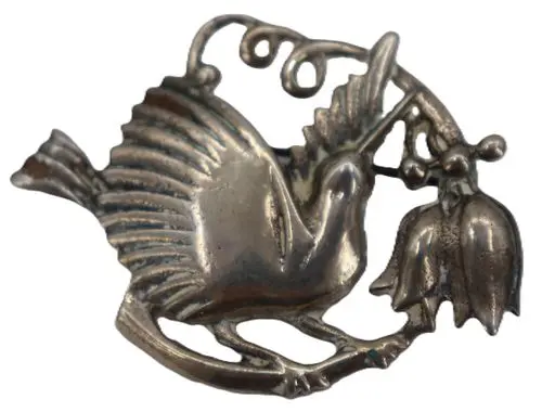 Vintage Mexican Tested 90% Silver Cut-Out Bird Brooch - 0.720 ozt.