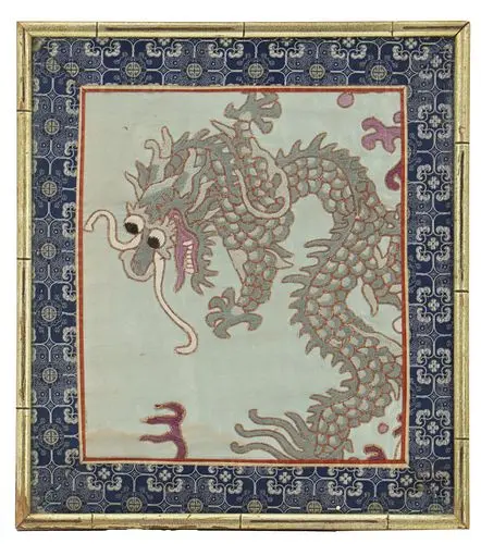 Antique Chinese Silk Embroidery with Dragon