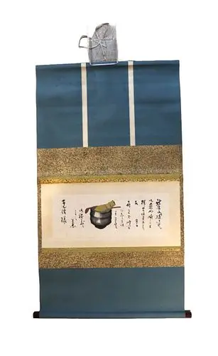 Japanese Kakejiku Hanging Scroll with Tea Pot Image