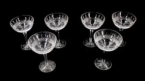(6) Waterford Crystal Champagne Coupes Glasses