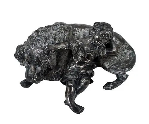 Antique Figural Likely French Silvered Bronze Heavy Sculpture