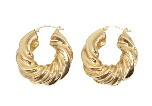 Pair of 14k Gold Twisted Hoop Earrings - 9.6 g.