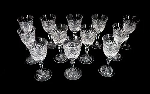 (12) Stuart Crystal Hardwicke Collection Cut Crystal Wine Glasses