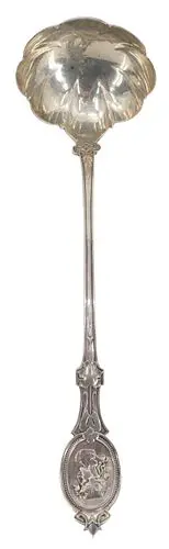 Antique Hotchkiss & Schreuder "Medallion" Sterling Silver Soup Ladle