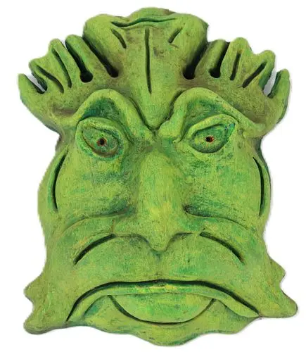 Richard Safro (1940-2025) American, Gargoyle Mask Green Pottery Wall Sculpture