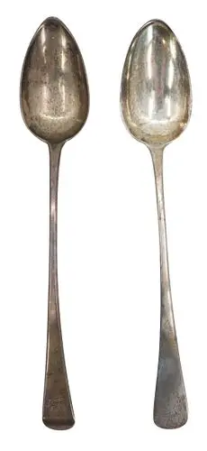 (2) Antique English Sterling Silver Teaspoons - 7.265 ozt.
