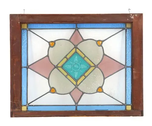 Leaded Stained Glass Geometric Floral Panel