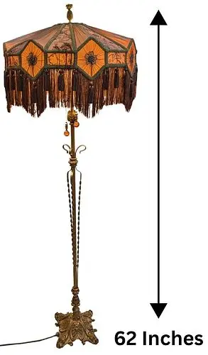 Early 20th Century Ornate Painted Metal Floor Lamp with Newer Period