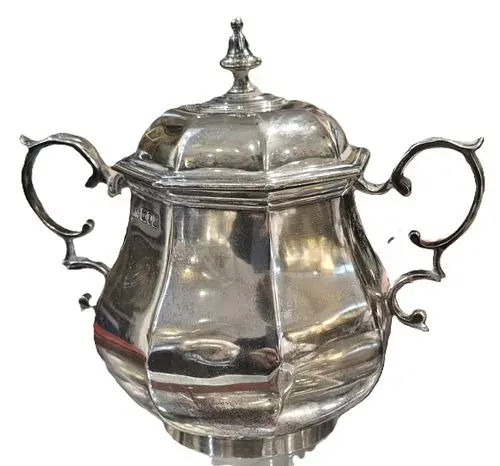 Antique Crichton Brothers Roosevelt Coat of Arms Sterling Silver Sugar
