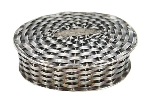 Vintage Mexican Taxco Sterling Silver Small Woven Trinket Basket - 0.540 ozt.