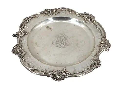 Antique Continental 800 Silver Monogrammed Charger Tray - 24.390 ozt.