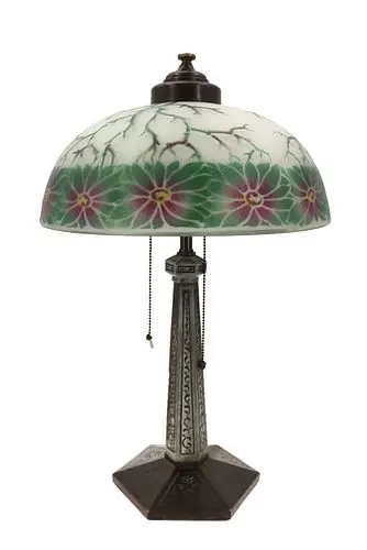 American Arts & Crafts Reverse-Painted Table Lamp