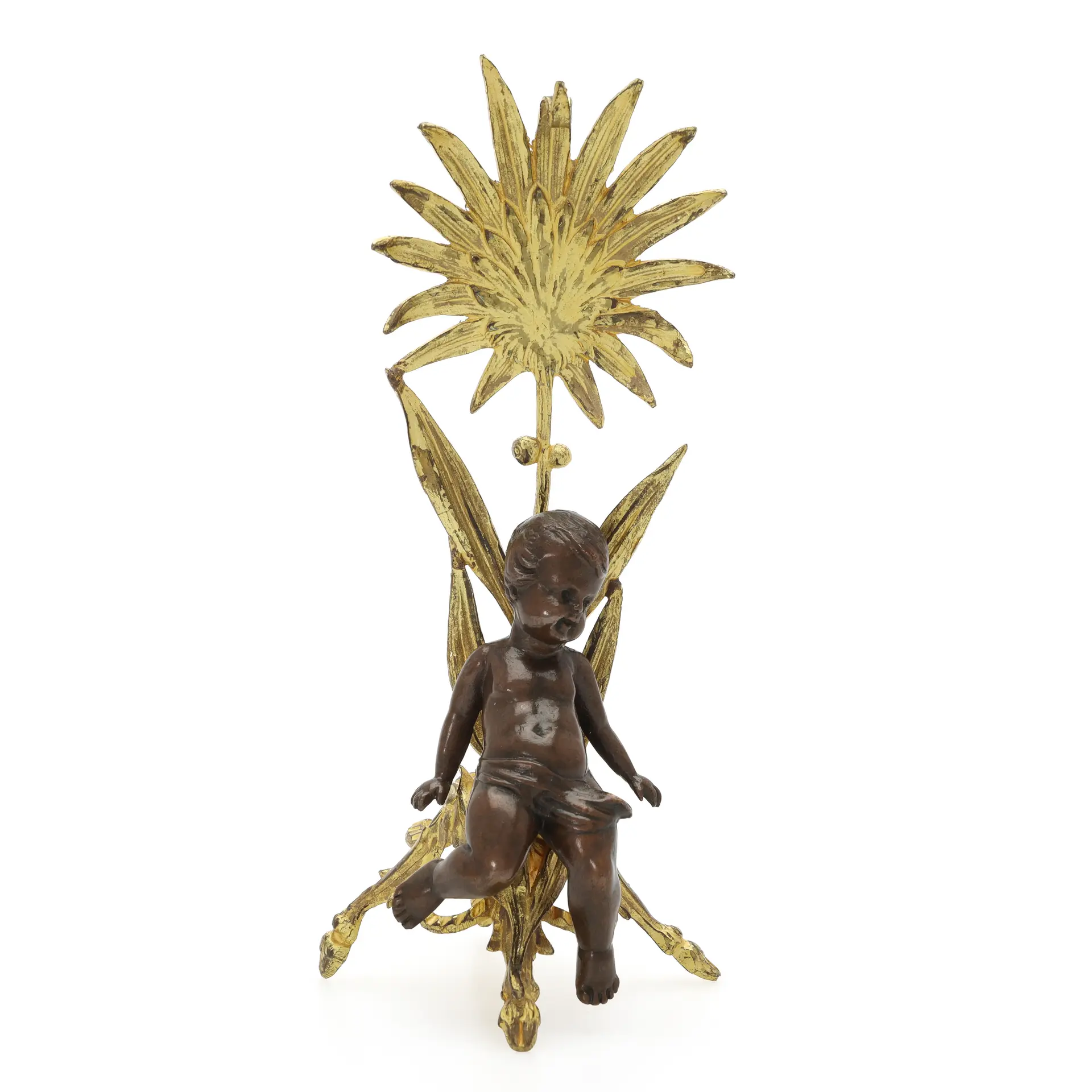 FICKURSSTÄLL, putto, förgylld metall, 1800/1900-tal.
