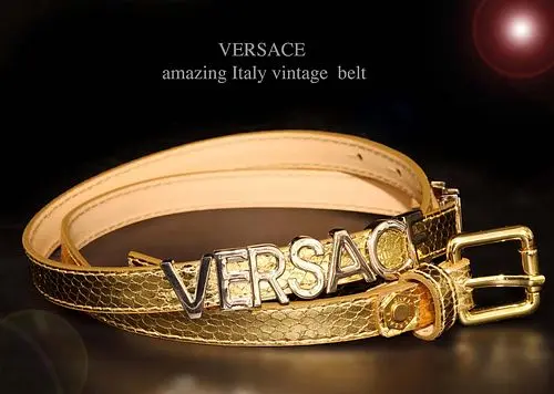 A Vintage Italian Versace Gold Jeans Belt