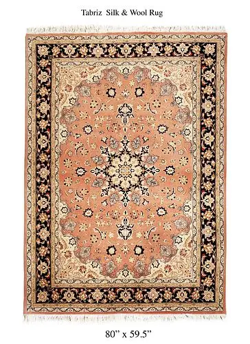 An Exquisite Persian Tabriz Wool Silk Rug