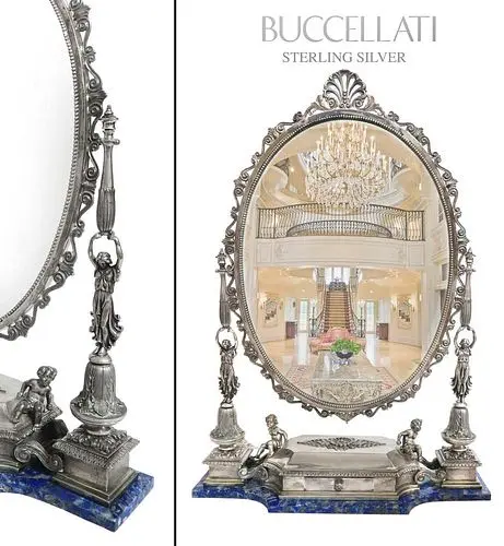 Buccellati Sterling Silver/Lapis Lazuli Figural Mirror