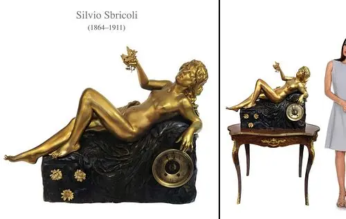 A Large Art Nouveau French Orientalist Bronze Clock