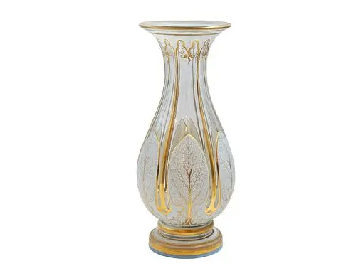 19th C. Bohemian Clear Cut Glass Vase