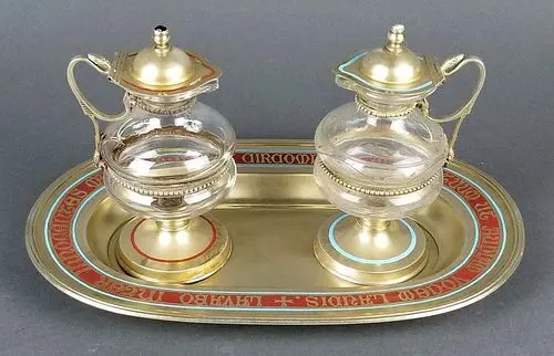 19th C. French Silver Cruet Set w/ Fitted Case